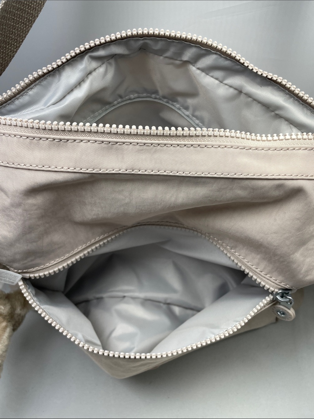 Kipling Light Beige Messenger Crossbody with Signature Monkey Charm - Picture 8 of 14